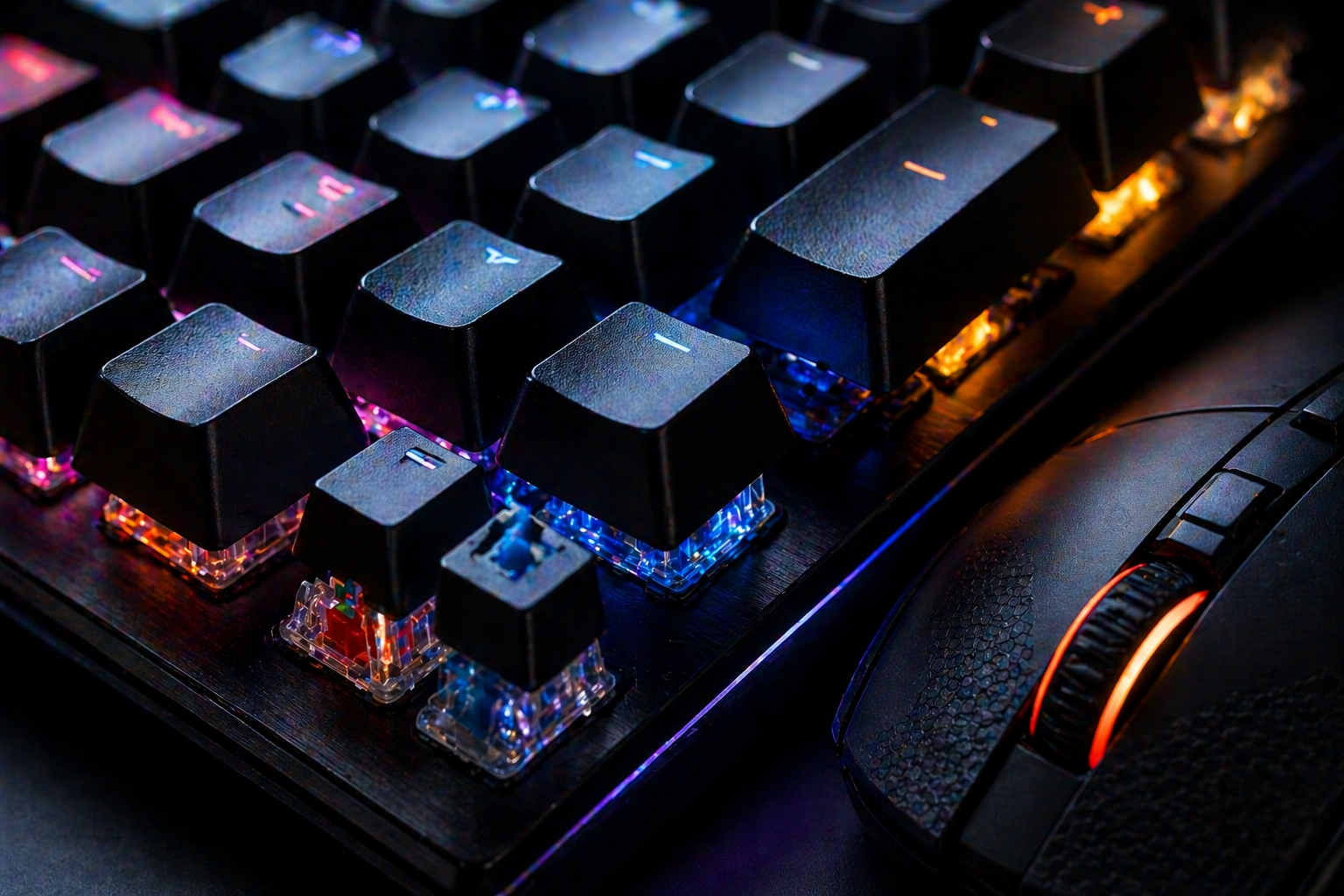 RGB mechanical keyboard switch close-up
